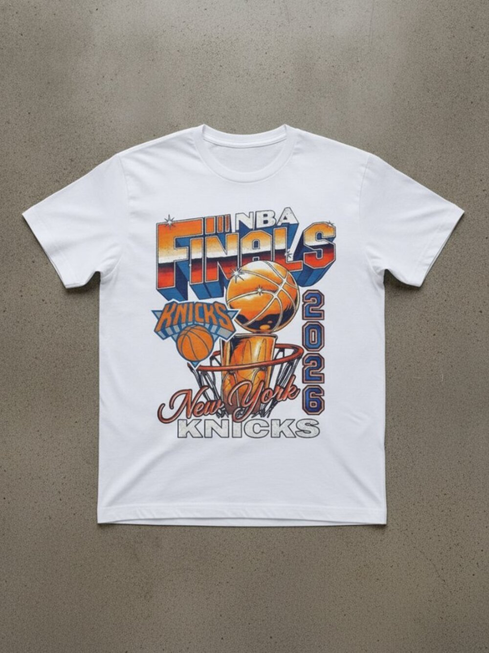 New York Knicks Basketball Graphic Tee | Vintage NBA Finals 2026 Style White